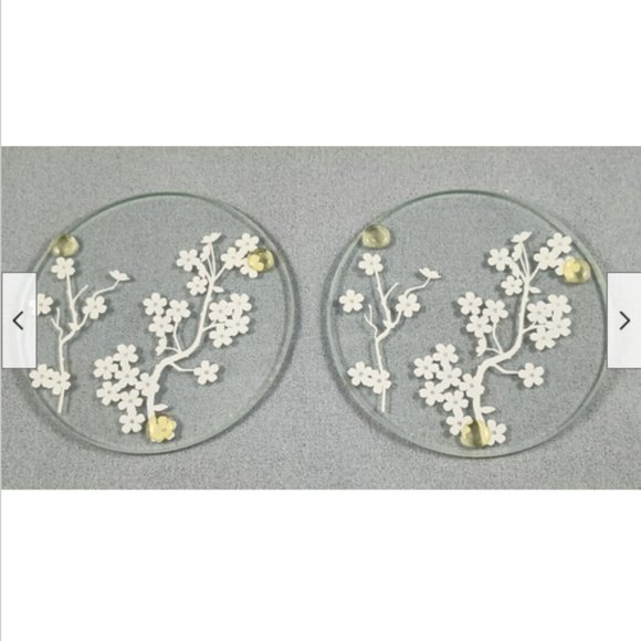 Cherry Blossom Glass Coasters by Kate Aspen Set of 2 - Picture 3 of 5